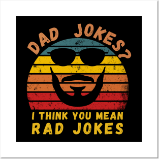 Dad Jokes I Think You Mean Rad Jokes Funny Retro Fathers day T-Shirt Posters and Art